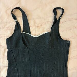 I.AM.GIA Black Pinstripe Corset Chemise